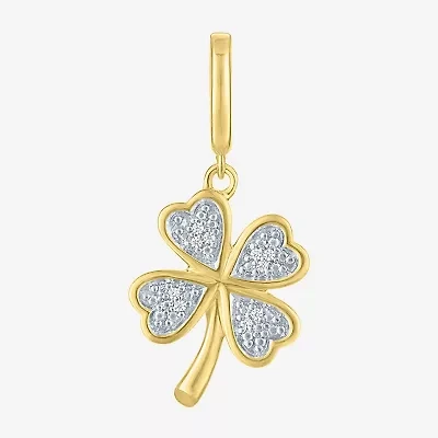 Charmed by Diamond Addiction Clover (G-H / Si2- I1) Womens Diamond Accent Lab Grown White Diamond Accent 14K Gold Over Silver Clover Pendant