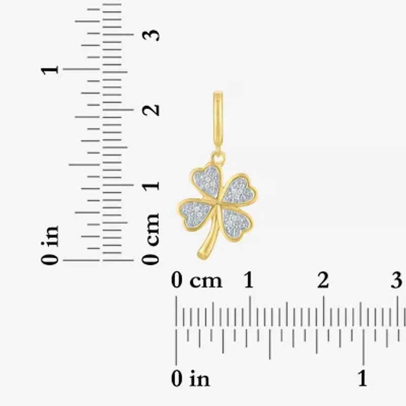 Charmed by Diamond Addiction Clover (G-H / Si2- I1) Womens Diamond Accent Lab Grown White Diamond Accent 14K Gold Over Silver Clover Pendant