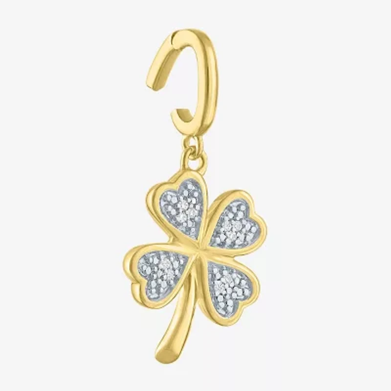Charmed by Diamond Addiction Clover (G-H / Si2- I1) Womens Diamond Accent Lab Grown White Diamond Accent 14K Gold Over Silver Clover Pendant