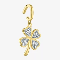 Charmed by Diamond Addiction Clover (G-H / Si2- I1) Womens Diamond Accent Lab Grown White Diamond Accent 14K Gold Over Silver Clover Pendant