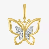 Charmed by Diamond Addiction Butterfly (G-H / Si2- I1) Womens Accent Lab Grown White 14K Gold Over Silver Pendant