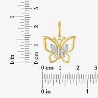 Charmed by Diamond Addiction Butterfly (G-H / Si2- I1) Womens Accent Lab Grown White 14K Gold Over Silver Pendant