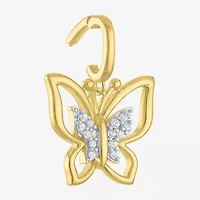 Charmed by Diamond Addiction Butterfly (G-H / Si2- I1) Womens Accent Lab Grown White 14K Gold Over Silver Pendant