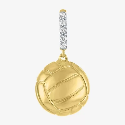 Charmed by Diamond Addiction Accent (G-H / Si2- I1) White 14K Gold Over Silver Charm