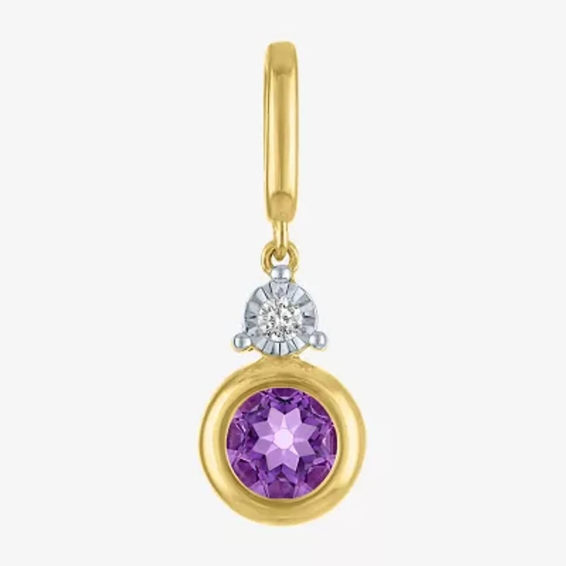 Charmed by Diamond Addiction Accent (G-H / Si2-I1) Red Garnet 14K Gold Over Silver Charm