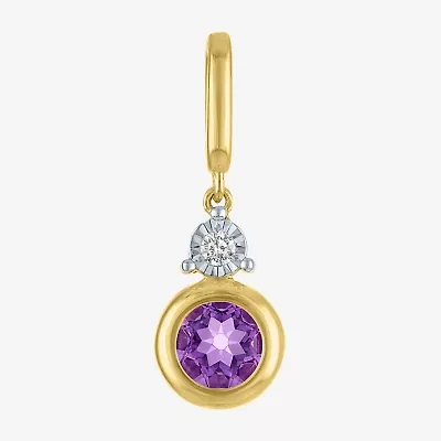 Charmed by Diamond Addiction Accent (G-H / Si2-I1) Red Garnet 14K Gold Over Silver Charm