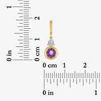 Charmed by Diamond Addiction Accent (G-H / Si2-I1) Red Garnet 14K Gold Over Silver Charm