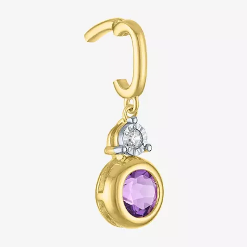 Charmed by Diamond Addiction Accent (G-H / Si2-I1) Red Garnet 14K Gold Over Silver Charm