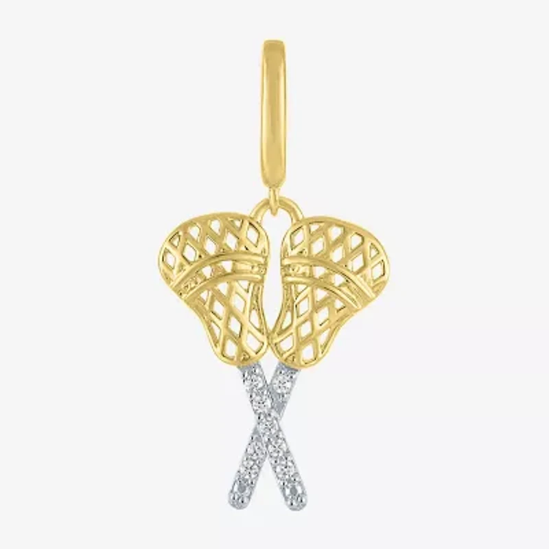 Charmed by Diamond Addiction Lacrosse (G-H / Si2- I1) Womens Accent Lab Grown White 14K Gold Over Silver Pendant
