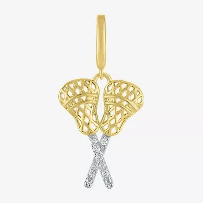 Charmed by Diamond Addiction Lacrosse (G-H / Si2- I1) Womens Accent Lab Grown White 14K Gold Over Silver Pendant
