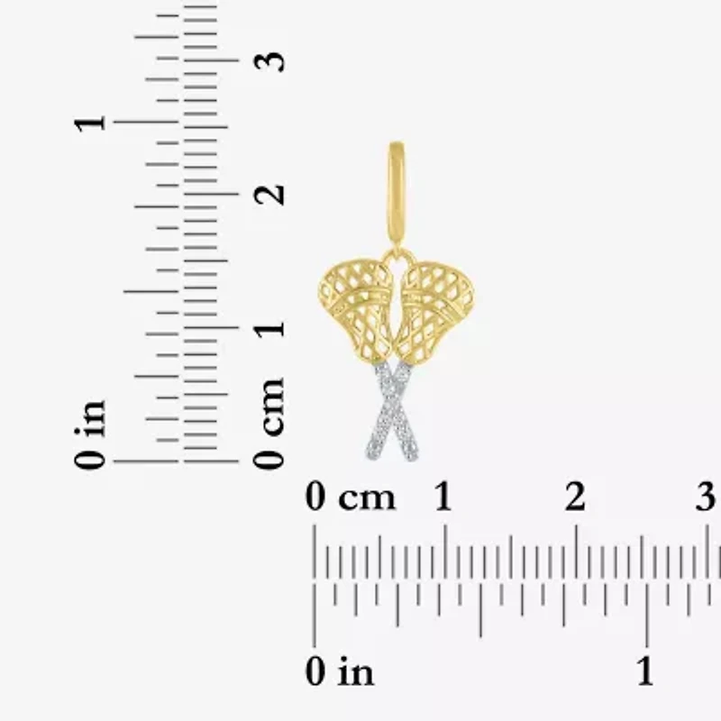 Charmed by Diamond Addiction Lacrosse (G-H / Si2- I1) Womens Accent Lab Grown White 14K Gold Over Silver Pendant