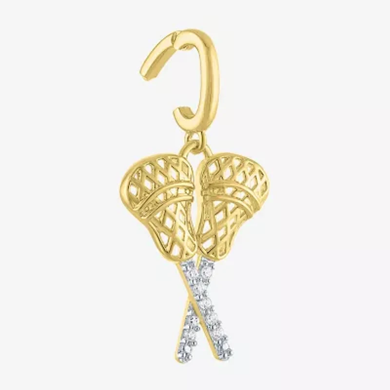 Charmed by Diamond Addiction Lacrosse (G-H / Si2- I1) Womens Accent Lab Grown White 14K Gold Over Silver Pendant
