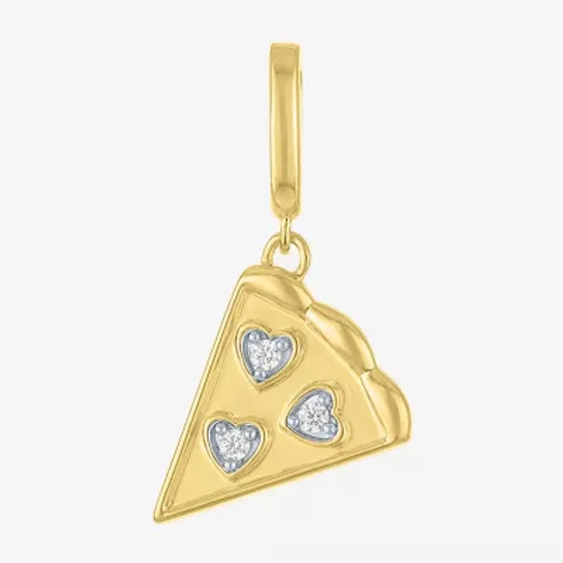 Charmed by Diamond Addiction Pizza (G-H / Si2- I1) Womens Accent Lab Grown White 14K Gold Over Silver Pendant