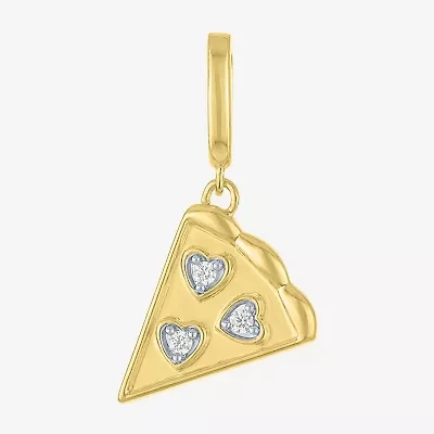 Charmed by Diamond Addiction Pizza (G-H / Si2- I1) Womens Accent Lab Grown White 14K Gold Over Silver Pendant