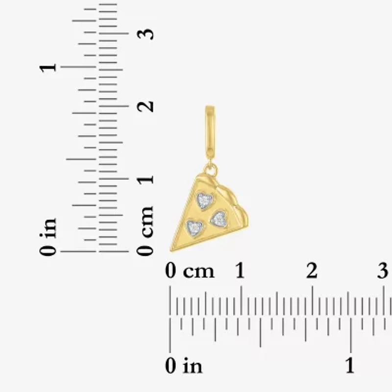 Charmed by Diamond Addiction Pizza (G-H / Si2- I1) Womens Accent Lab Grown White 14K Gold Over Silver Pendant