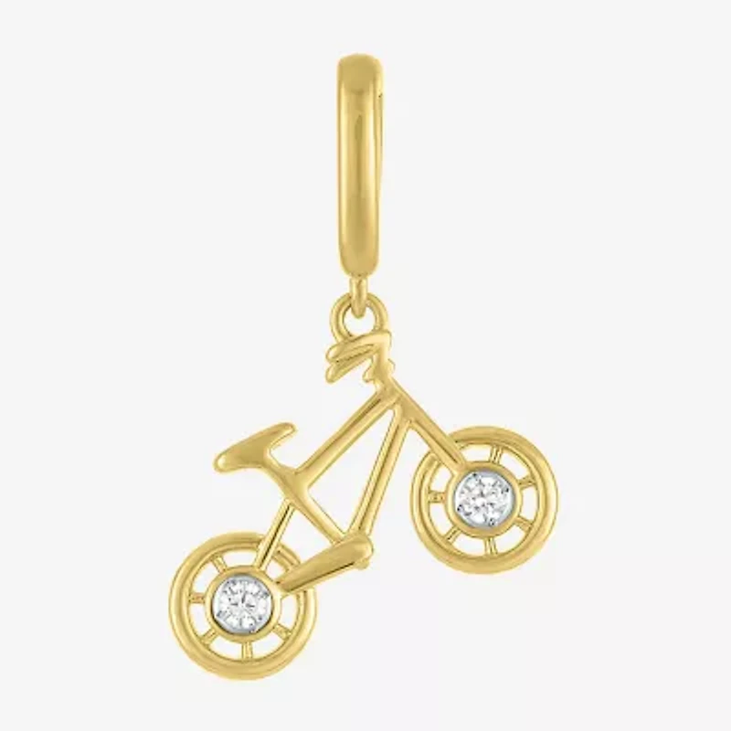 Charmed by Diamond Addiction Bike (G-H / Si2- I1) Womens Accent Lab Grown White 14K Gold Over Silver Pendant