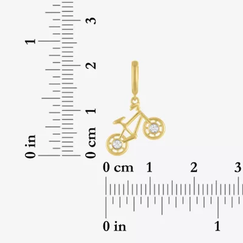 Charmed by Diamond Addiction Bike (G-H / Si2- I1) Womens Accent Lab Grown White 14K Gold Over Silver Pendant