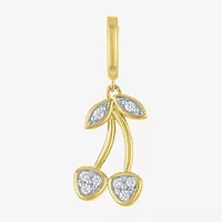 Charmed by Diamond Addiction Cherries (G-H / Si2- I1) Womens Accent Lab Grown White 14K Gold Over Silver Pendant