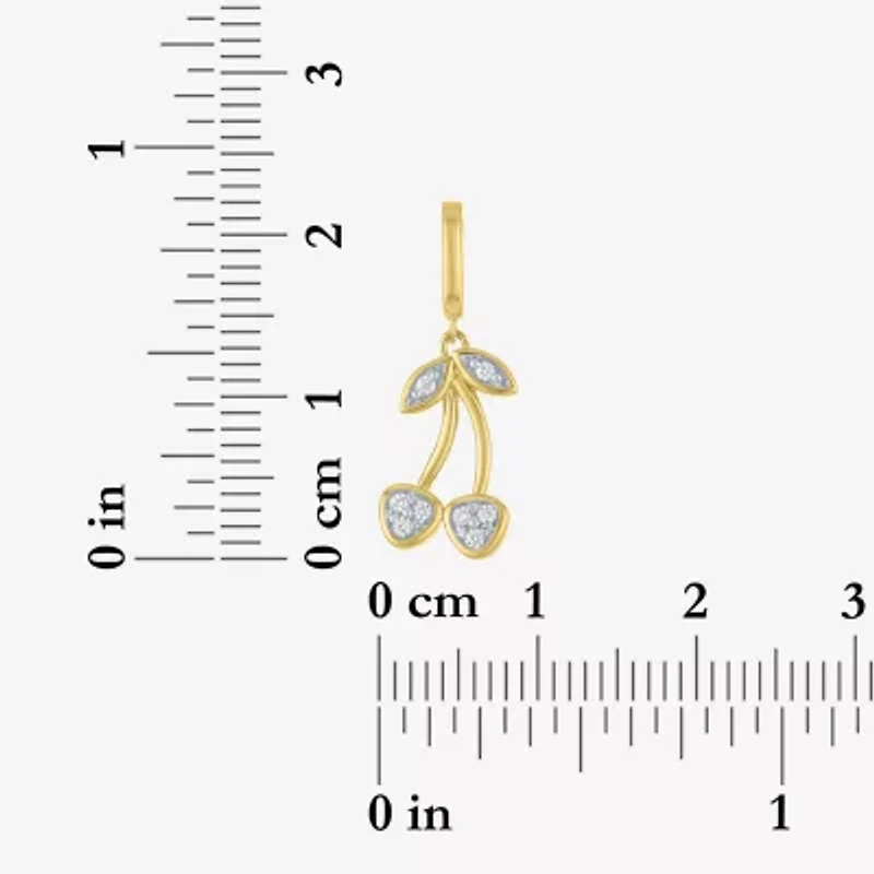 Charmed by Diamond Addiction Cherries (G-H / Si2- I1) Womens Accent Lab Grown White 14K Gold Over Silver Pendant
