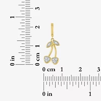 Charmed by Diamond Addiction Cherries (G-H / Si2- I1) Womens Accent Lab Grown White 14K Gold Over Silver Pendant