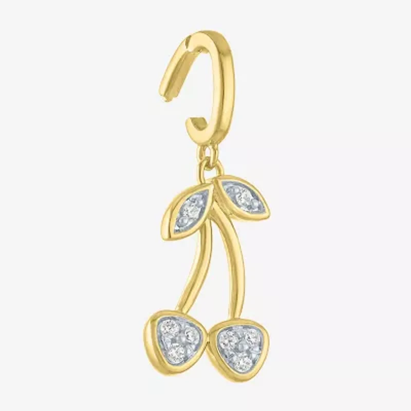 Charmed by Diamond Addiction Cherries (G-H / Si2- I1) Womens Accent Lab Grown White 14K Gold Over Silver Pendant