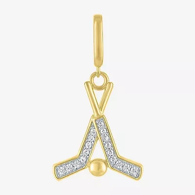 Charmed by Diamond Addiction Hockey (G-H / Si2- I1) Womens Accent Lab Grown White 14K Gold Over Silver Pendant