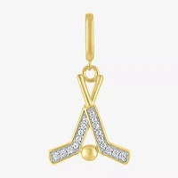 Charmed by Diamond Addiction Hockey (G-H / Si2- I1) Womens Accent Lab Grown White 14K Gold Over Silver Pendant