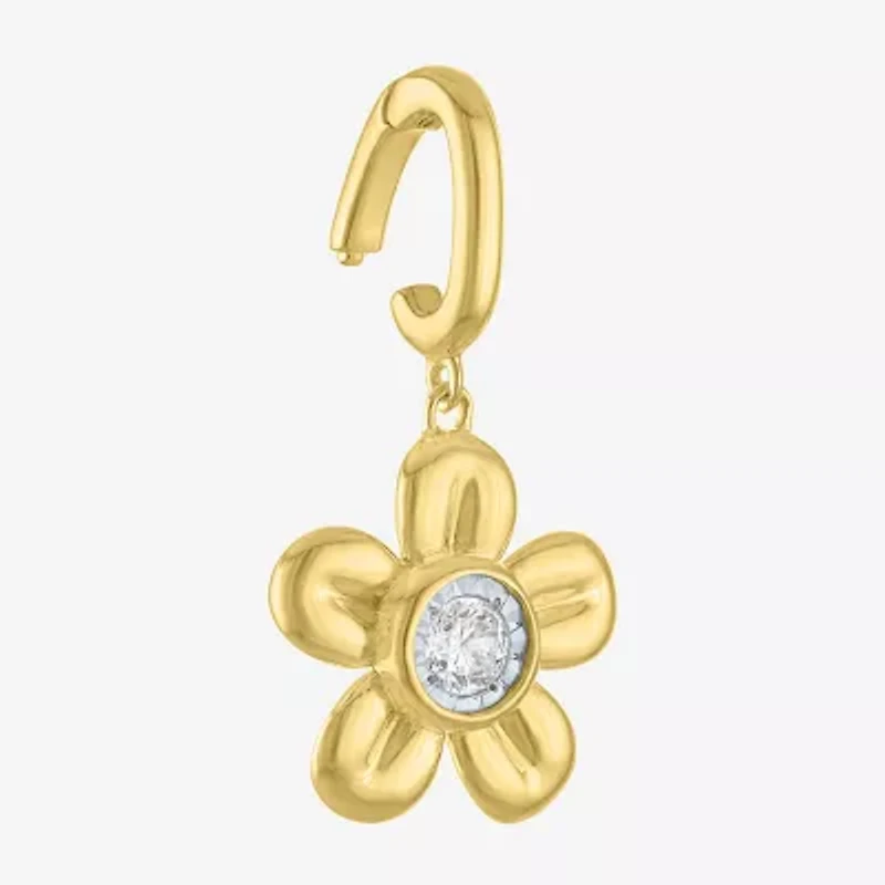 Charmed by Diamond Addiction Flower (G-H / Si2- I1) Womens Accent Lab Grown White 14K Gold Over Silver Pendant