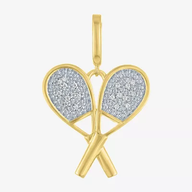 Charmed by Diamond Addiction Tennis (Si2-I1 /G-H) Womens Accent Lab Grown White 14K Gold Over Silver Pendant