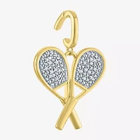 Charmed by Diamond Addiction Tennis (Si2-I1 /G-H) Womens Accent Lab Grown White 14K Gold Over Silver Pendant