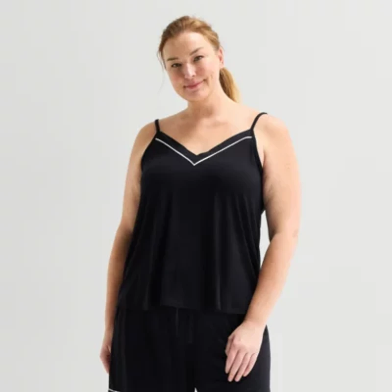 Liz Claiborne Cool and Calm Womens V Neck Sleeveless Plus Pajama Top
