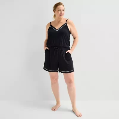 Liz Claiborne Cool and Calm Womens V Neck Sleeveless Plus Pajama Top