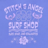 Stitch And Angel Oversized Tee Womens Juniors Crew Neck Short Sleeve Graphic T-Shirt