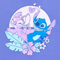 Stitch And Angel Oversized Tee Womens Juniors Crew Neck Short Sleeve Graphic T-Shirt