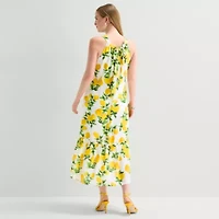 52seven Womens Midi Round Neck Sleeveless Shift Dress