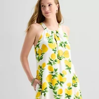 52seven Womens Midi Round Neck Sleeveless Shift Dress