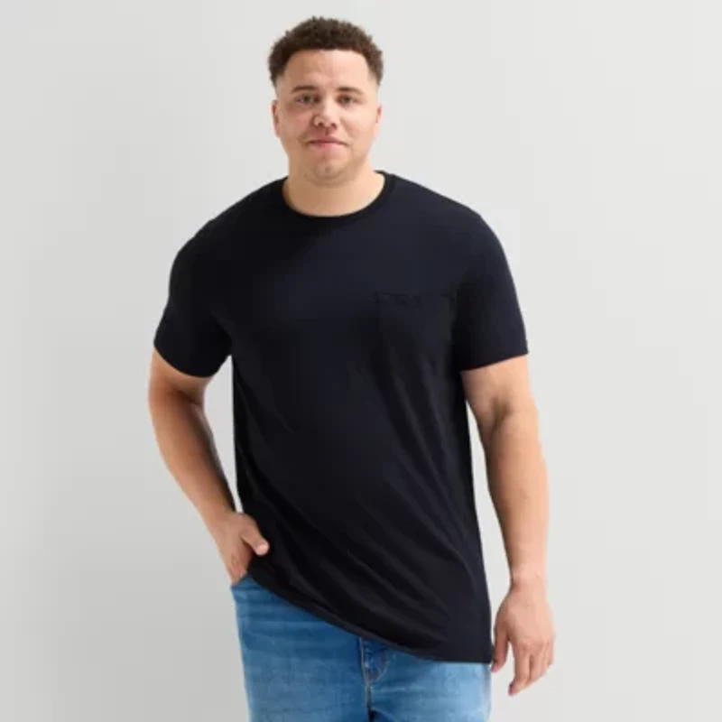 St. John's Bay Super Soft Pocket Mens Crew Neck Short Sleeve Quick Dry Big and Tall T-Shirt