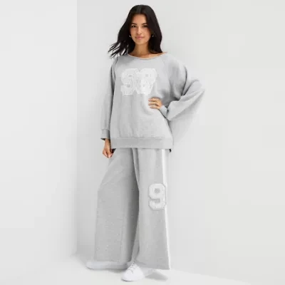 Arizona Womens Juniors Wide Leg Sweatpant