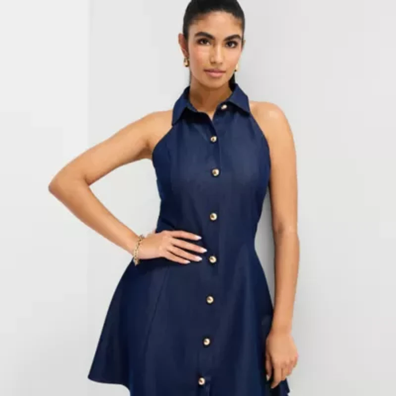 Bold Elements Womens Sleeveless Fit + Flare Dress