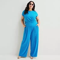 Bold Elements Womens Plus Wide Leg Pleated Pant