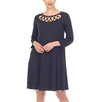 White Mark Womens 3/4 Sleeve Swing Dresses