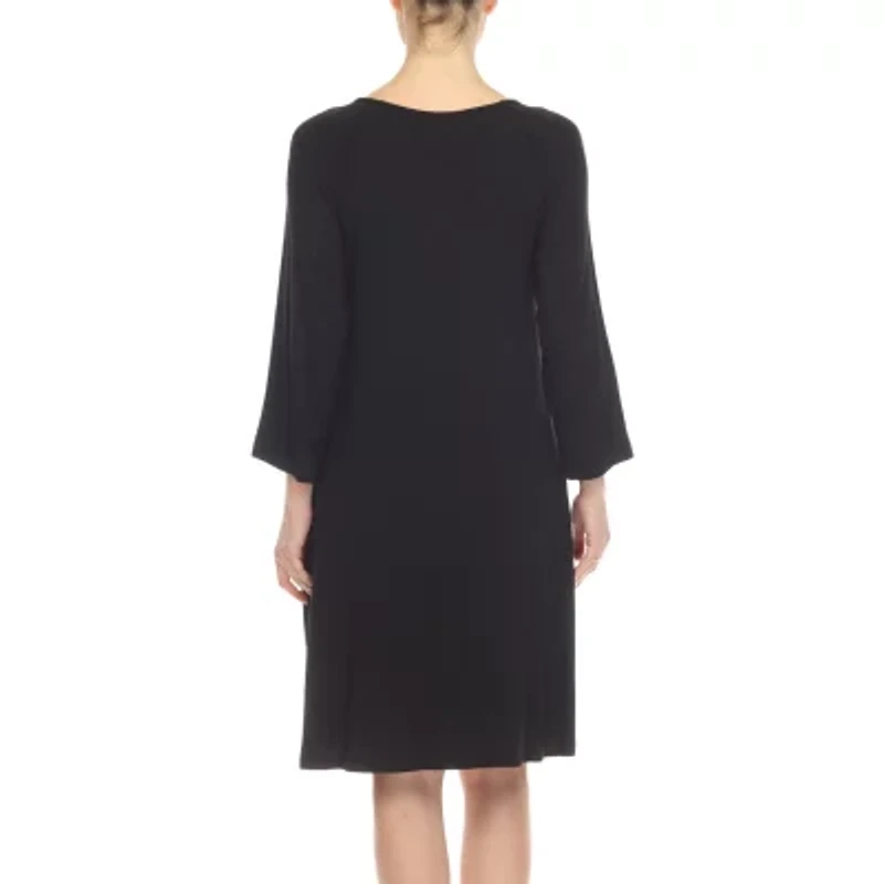 White Mark Womens 3/4 Sleeve Swing Dresses