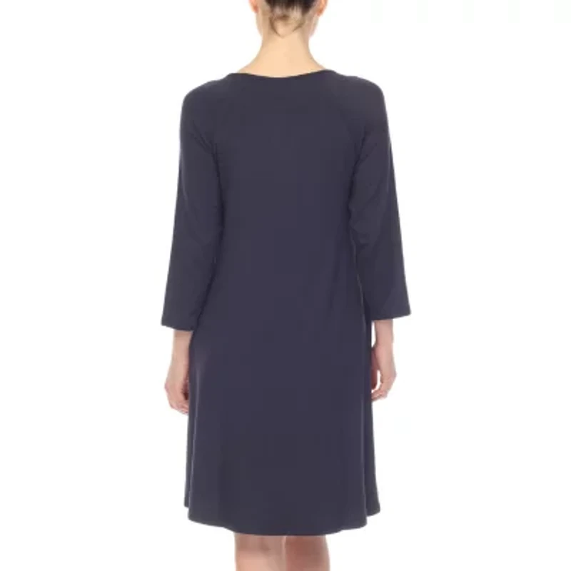 White Mark Womens 3/4 Sleeve Swing Dresses