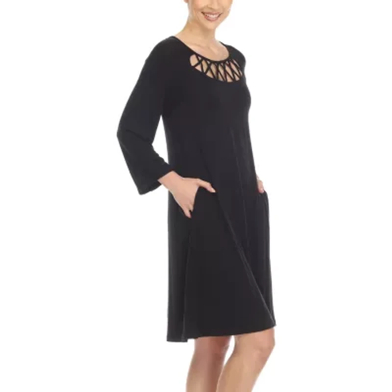 White Mark Womens 3/4 Sleeve Swing Dresses