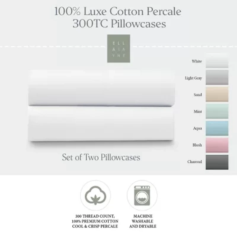Ella Jayne 100% Cotton Percale Cool and Crisp Pillowcase Set