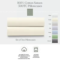 Ella Jayne 100% Cotton Sateen 500 Thread Count Pillowcase Set