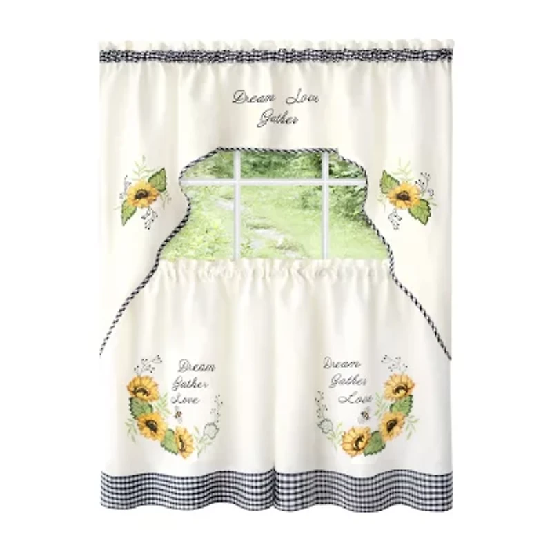 Achim Sunflower 3-pc. Rod Pocket Window Tier