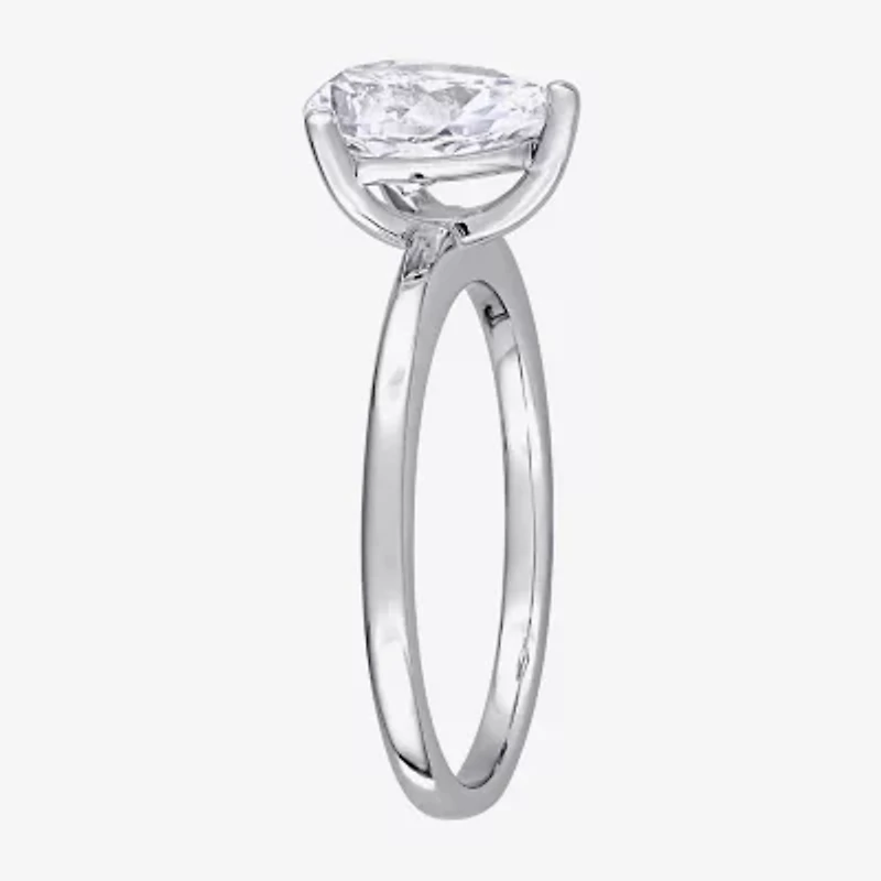 Womens Lab Created White Sapphire 10K Gold Solitaire Engagement Ring