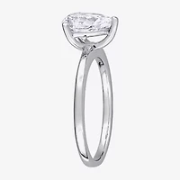 Womens Lab Created White Sapphire 10K Gold Solitaire Engagement Ring