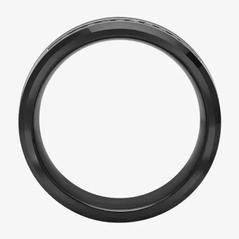 Mens 8MM 1/7 CT. T.W. Natural White Diamond Ceramic Stainless Steel Wedding Band